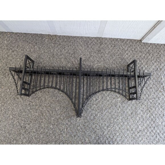 Suspension Bridge 10 Tealight Holder Table Decor Metal Black 32" 3 Towers - Picture 11 of 11